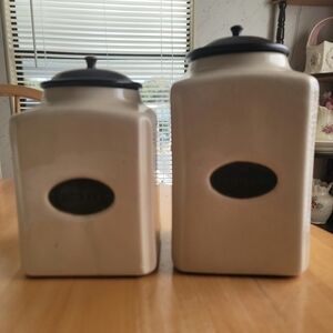 Tarina Tarantino Cream and Black Food Storage Canisters